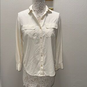 Everlane Cream Button-Down Shirt 100% Silk